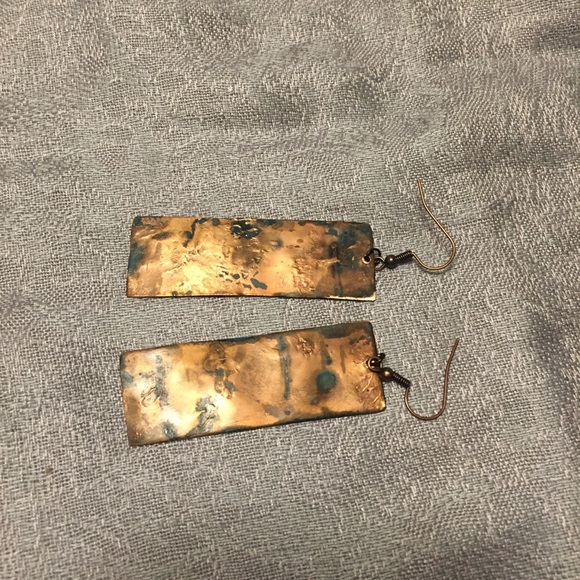 Turquoise Copper Patina Earrings - Picture 3 of 4